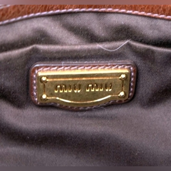 100% Authentic MIU MIU Tote Bag Classic Vitello Lux Browm Satchel - Rare Iconic - Picture 9 of 9